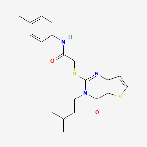 molecular formula C20H23N3O2S2 B3017369 2-{[3-(3-methylbutyl)-4-oxo-3,4-dihydrothieno[3,2-d]pyrimidin-2-yl]sulfanyl}-N-(4-methylphenyl)acetamide CAS No. 1252846-23-3