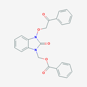 molecular formula C23H18N2O5 B301737 [2-oxo-3-(2-oxo-2-phenylethoxy)-2,3-dihydro-1H-benzimidazol-1-yl]methyl benzoate 