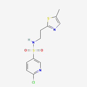 molecular formula C11H12ClN3O2S2 B3017376 6-Chloro-N-[2-(5-methyl-1,3-thiazol-2-YL)ethyl]pyridine-3-sulfonamide CAS No. 1436213-02-3