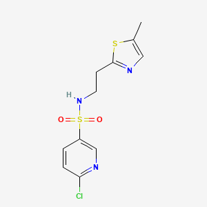 molecular formula C11H12ClN3O2S2 B3017376 6-氯-N-[2-(5-甲基-1,3-噻唑-2-基)乙基]吡啶-3-磺酰胺 CAS No. 1436213-02-3