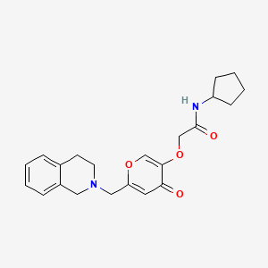 molecular formula C22H26N2O4 B3017387 N-环戊基-2-[6-(3,4-二氢-1H-异喹啉-2-基甲基)-4-氧杂吡喃-3-基]氧基乙酰胺 CAS No. 898456-46-7