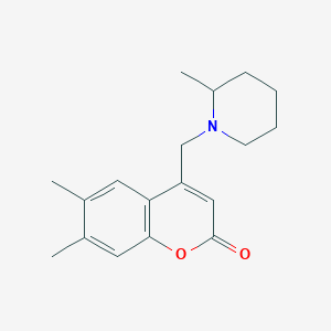 molecular formula C18H23NO2 B3017395 6,7-Dimethyl-4-[(2-methylpiperidin-1-yl)methyl]chromen-2-one CAS No. 785711-48-0