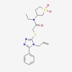 molecular formula C19H24N4O3S2 B3017396 N-(1,1-dioxothiolan-3-yl)-N-ethyl-2-[(5-phenyl-4-prop-2-enyl-1,2,4-triazol-3-yl)sulfanyl]acetamide CAS No. 1009229-80-4