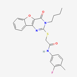 2-[(3-butyl-4-oxo-3,4-dihydro[1]benzofuro[3,2-d]pyrimidin-2-yl)sulfanyl]-N-(3-fluoro-4-methylphenyl)acetamide