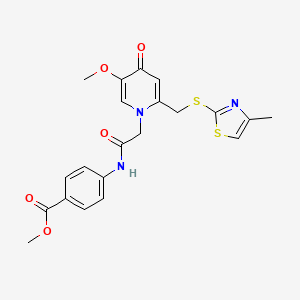 methyl 4-(2-(5-methoxy-2-(((4-methylthiazol-2-yl)thio)methyl)-4-oxopyridin-1(4H)-yl)acetamido)benzoate