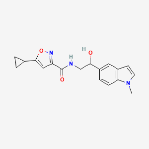 molecular formula C18H19N3O3 B3017409 5-cyclopropyl-N-(2-hydroxy-2-(1-methyl-1H-indol-5-yl)ethyl)isoxazole-3-carboxamide CAS No. 2034409-56-6