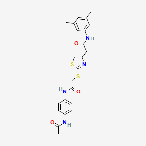 molecular formula C23H24N4O3S2 B3017410 N-(4-acetamidophenyl)-2-((4-(2-((3,5-dimethylphenyl)amino)-2-oxoethyl)thiazol-2-yl)thio)acetamide CAS No. 941891-99-2