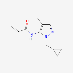 molecular formula C11H15N3O B3017419 N-[2-(Cyclopropylmethyl)-4-methylpyrazol-3-yl]prop-2-enamide CAS No. 2305470-07-7