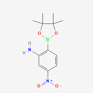 molecular formula C12H17BN2O4 B3017426 5-硝基-2-(四甲基-1,3,2-二氧杂硼环-2-基)苯胺 CAS No. 1421322-60-2