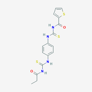 molecular formula C16H16N4O2S3 B301744 N-({4-[(propanoylcarbamothioyl)amino]phenyl}carbamothioyl)thiophene-2-carboxamide 