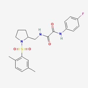 molecular formula C21H24FN3O4S B3017444 N1-((1-((2,5-dimethylphenyl)sulfonyl)pyrrolidin-2-yl)methyl)-N2-(4-fluorophenyl)oxalamide CAS No. 896287-28-8