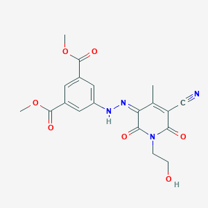 molecular formula C19H18N4O7 B301745 dimethyl 5-[(2Z)-2-[5-cyano-1-(2-hydroxyethyl)-4-methyl-2,6-dioxopyridin-3-ylidene]hydrazinyl]benzene-1,3-dicarboxylate 
