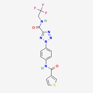 molecular formula C15H11F3N6O2S B3017462 2-(4-(thiophene-3-carboxamido)phenyl)-N-(2,2,2-trifluoroethyl)-2H-tetrazole-5-carboxamide CAS No. 1396558-73-8