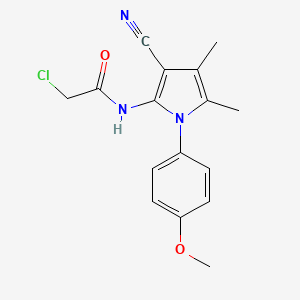 molecular formula C16H16ClN3O2 B3017485 2-氯-N-[3-氰基-1-(4-甲氧基苯基)-4,5-二甲基-1H-吡咯-2-基]乙酰胺 CAS No. 923870-33-1