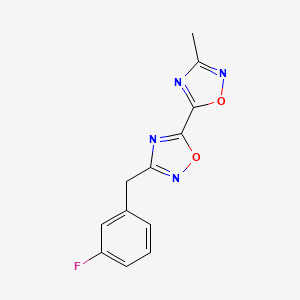 molecular formula C12H9FN4O2 B3017490 3-(3-Fluorobenzyl)-3'-methyl-5,5'-bi-1,2,4-oxadiazole CAS No. 1775555-24-2