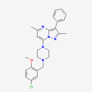 molecular formula C26H28ClN5O B3017499 7-(4-(5-Chloro-2-methoxybenzyl)piperazin-1-yl)-2,5-dimethyl-3-phenylpyrazolo[1,5-a]pyrimidine CAS No. 862487-75-0