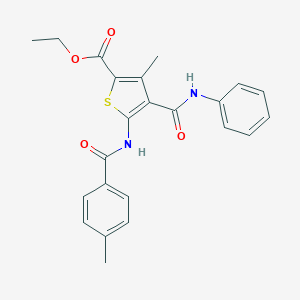 molecular formula C23H22N2O4S B301750 Ethyl 4-(anilinocarbonyl)-3-methyl-5-[(4-methylbenzoyl)amino]thiophene-2-carboxylate 