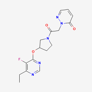 molecular formula C16H18FN5O3 B3017507 2-(2-(3-((6-乙基-5-氟嘧啶-4-基)氧基)吡咯烷-1-基)-2-氧代乙基)嘧啶-3(2H)-酮 CAS No. 2034435-80-6