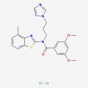 molecular formula C23H25ClN4O3S B3017510 N-(3-(1H-imidazol-1-yl)propyl)-3,5-dimethoxy-N-(4-methylbenzo[d]thiazol-2-yl)benzamide hydrochloride CAS No. 1216460-64-8