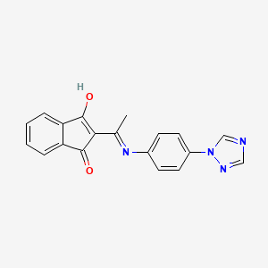 molecular formula C19H14N4O2 B3017519 2-(((4-(1,2,4-Triazolyl)phenyl)amino)ethylidene)indane-1,3-dione CAS No. 1022352-93-7