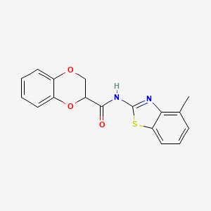 molecular formula C17H14N2O3S B3017521 N-(4-甲基苯并[d]噻唑-2-基)-2,3-二氢苯并[b][1,4]二噁英-2-甲酰胺 CAS No. 446856-95-7