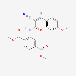 molecular formula C21H18N2O6 B3017532 dimethyl 2-[[(Z)-2-cyano-3-(4-methoxyphenyl)prop-2-enoyl]amino]benzene-1,4-dicarboxylate CAS No. 325765-73-9