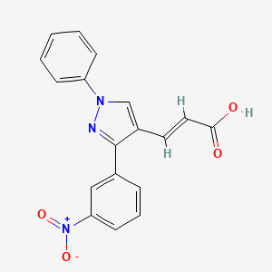 molecular formula C18H13N3O4 B3017537 (E)-3-[3-(3-nitrophenyl)-1-phenylpyrazol-4-yl]prop-2-enoic acid CAS No. 381214-35-3
