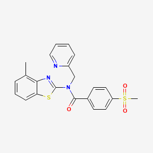 molecular formula C22H19N3O3S2 B3017539 N-(4-methylbenzo[d]thiazol-2-yl)-4-(methylsulfonyl)-N-(pyridin-2-ylmethyl)benzamide CAS No. 886940-11-0