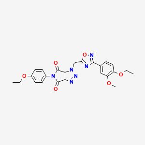 molecular formula C24H24N6O6 B3017553 1-((3-(4-ethoxy-3-methoxyphenyl)-1,2,4-oxadiazol-5-yl)methyl)-5-(4-ethoxyphenyl)-1,6a-dihydropyrrolo[3,4-d][1,2,3]triazole-4,6(3aH,5H)-dione CAS No. 1207019-19-9