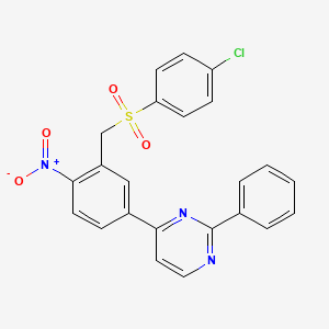 molecular formula C23H16ClN3O4S B3017556 4-(3-(((4-Chlorophenyl)sulfonyl)methyl)-4-nitrophenyl)-2-phenylpyrimidine CAS No. 303145-51-9