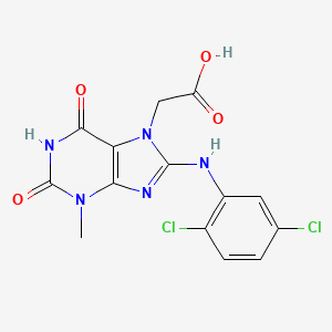 molecular formula C14H11Cl2N5O4 B3017559 2-(8-((2,5-dichlorophenyl)amino)-3-methyl-2,6-dioxo-2,3-dihydro-1H-purin-7(6H)-yl)acetic acid CAS No. 1021066-75-0