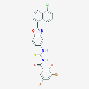 molecular formula C26H16Br2ClN3O3S B301756 3,5-dibromo-N-{[2-(5-chloronaphthalen-1-yl)-1,3-benzoxazol-5-yl]carbamothioyl}-2-methoxybenzamide 