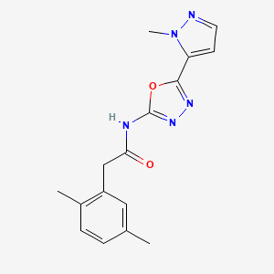 molecular formula C16H17N5O2 B3017560 2-(2,5-dimethylphenyl)-N-(5-(1-methyl-1H-pyrazol-5-yl)-1,3,4-oxadiazol-2-yl)acetamide CAS No. 1171333-27-9