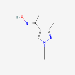 molecular formula C10H17N3O B3017564 N-[1-(1-tert-butyl-3-methyl-1H-pyrazol-4-yl)ethylidene]hydroxylamine CAS No. 1807885-02-4