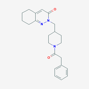 molecular formula C22H27N3O2 B3017565 2-[[1-(2-Phenylacetyl)piperidin-4-yl]methyl]-5,6,7,8-tetrahydrocinnolin-3-one CAS No. 2320377-15-7