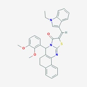 molecular formula C33H29N3O3S B301757 7-(2,3-dimethoxyphenyl)-10-[(1-ethyl-1H-indol-3-yl)methylene]-5,7-dihydro-6H-benzo[h][1,3]thiazolo[2,3-b]quinazolin-9(10H)-one 