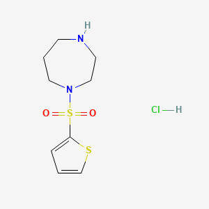 molecular formula C9H15ClN2O2S2 B3017579 1-(Thiophen-2-ylsulfonyl)-1,4-diazepane hydrochloride CAS No. 1420995-70-5