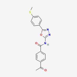 molecular formula C18H15N3O3S B3017589 4-acetyl-N-[5-(4-methylsulfanylphenyl)-1,3,4-oxadiazol-2-yl]benzamide CAS No. 886917-28-8