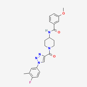 N-(1-(1-(4-fluoro-3-methylphenyl)-1H-1,2,3-triazole-4-carbonyl)piperidin-4-yl)-3-methoxybenzamide