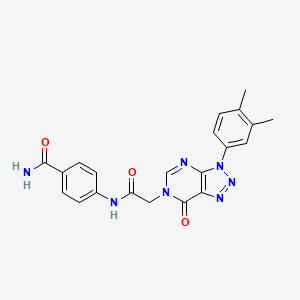 molecular formula C21H19N7O3 B3017603 4-[[2-[3-(3,4-Dimethylphenyl)-7-oxotriazolo[4,5-d]pyrimidin-6-yl]acetyl]amino]benzamide CAS No. 893918-04-2