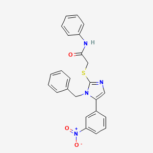 2-((1-benzyl-5-(3-nitrophenyl)-1H-imidazol-2-yl)thio)-N-phenylacetamide