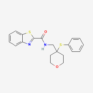 molecular formula C20H20N2O2S2 B3017639 N-((4-(phenylthio)tetrahydro-2H-pyran-4-yl)methyl)benzo[d]thiazole-2-carboxamide CAS No. 1797956-75-2