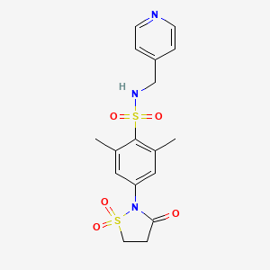 molecular formula C17H19N3O5S2 B3017652 4-(1,1-dioxido-3-oxoisothiazolidin-2-yl)-2,6-dimethyl-N-(pyridin-4-ylmethyl)benzenesulfonamide CAS No. 1015570-15-6