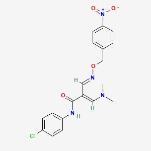 molecular formula C19H19ClN4O4 B3017664 N-(4-chlorophenyl)-3-(dimethylamino)-2-({[(4-nitrobenzyl)oxy]imino}methyl)acrylamide CAS No. 320417-86-5