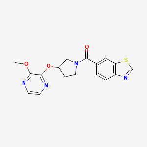 molecular formula C17H16N4O3S B3017674 Benzo[d]thiazol-6-yl(3-((3-methoxypyrazin-2-yl)oxy)pyrrolidin-1-yl)methanone CAS No. 2034283-76-4
