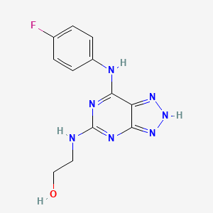 molecular formula C12H12FN7O B3017681 2-((7-((4-fluorophenyl)amino)-3H-[1,2,3]triazolo[4,5-d]pyrimidin-5-yl)amino)ethanol CAS No. 1286726-25-7