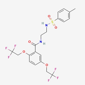 molecular formula C20H20F6N2O5S B3017687 N-[2-[[[4-甲基苯基]磺酰基]氨基)乙基]-2,5-双[2,2,2-三氟乙氧基]苯甲酰胺 CAS No. 338404-51-6