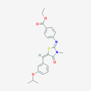 molecular formula C23H24N2O4S B301771 Ethyl 4-{[5-(3-isopropoxybenzylidene)-3-methyl-4-oxo-1,3-thiazolidin-2-ylidene]amino}benzoate 