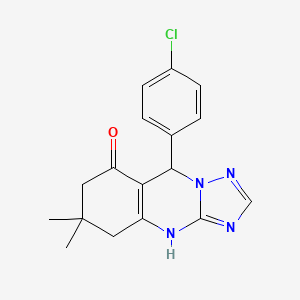 molecular formula C17H17ClN4O B3017714 9-(4-chlorophenyl)-6,6-dimethyl-5,6,7,9-tetrahydro-[1,2,4]triazolo[5,1-b]quinazolin-8(4H)-one CAS No. 421586-22-3