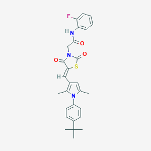 molecular formula C28H28FN3O3S B301773 2-(5-{[1-(4-tert-butylphenyl)-2,5-dimethyl-1H-pyrrol-3-yl]methylene}-2,4-dioxo-1,3-thiazolidin-3-yl)-N-(2-fluorophenyl)acetamide 